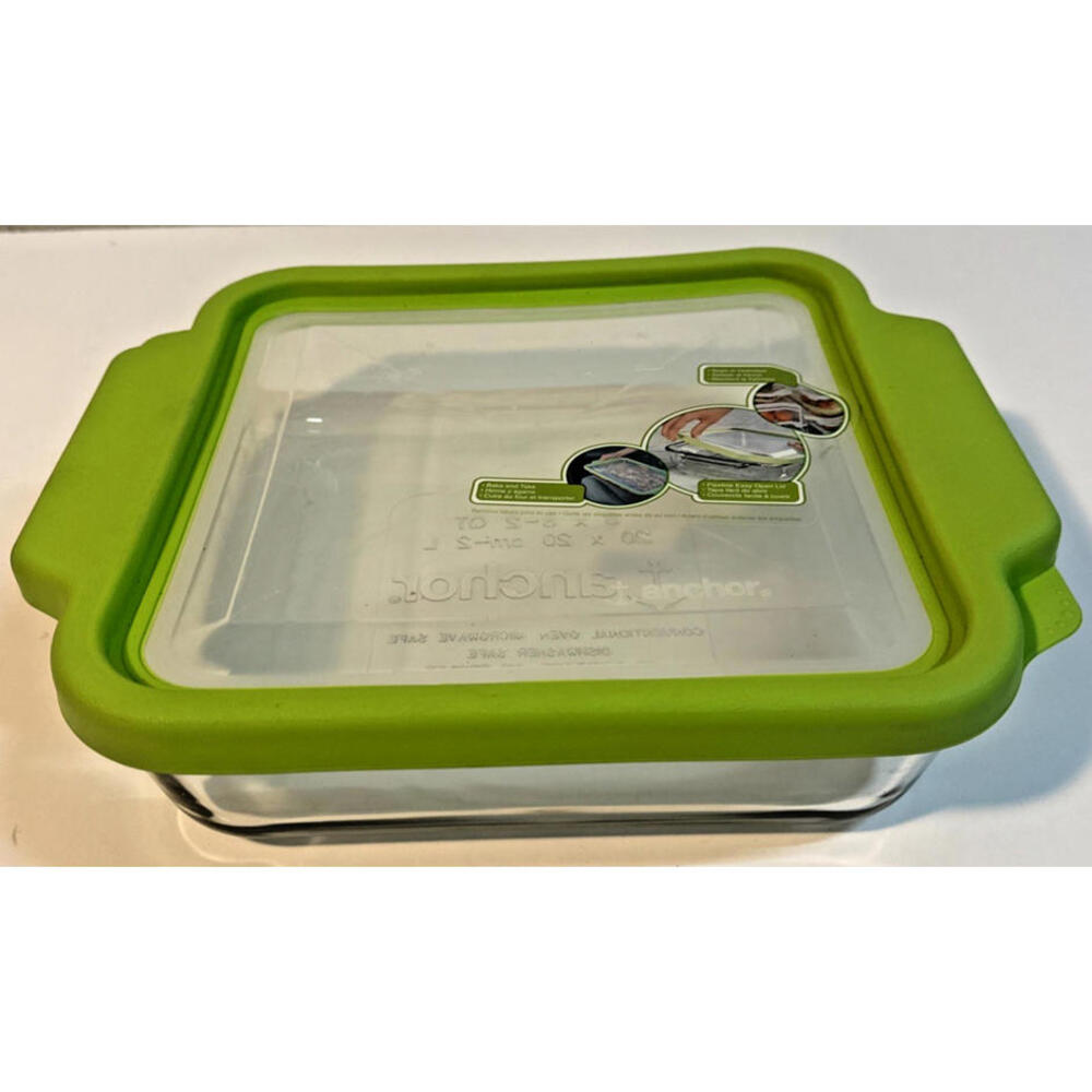Anchor Hocking Clear Glass Baking Dish 2 Qt. Square 8" x 8"  Made in USA New